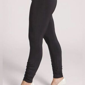 Sympli Black Elastic Waist Jersey Knit Wrinkle Resistant Ruched Cuff‎ Legging